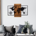 Nástenná dekorácia 58x85 cm mapa drevo/kov