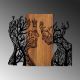 Nástenná dekorácia 70x58 cm stromy života drevo/kov