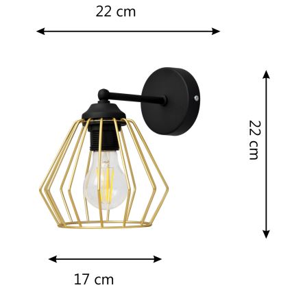 Nástenná lampa AGAT 1xE27/15W/230V zlatá/čierna