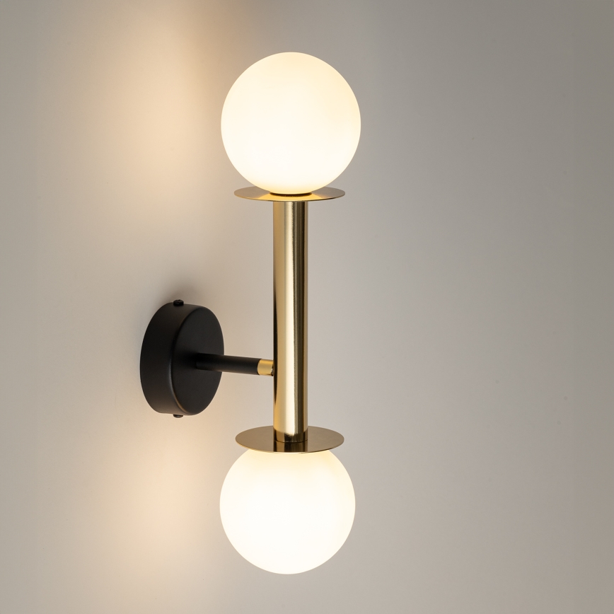 Nástenná lampa DAISY 2xG9/12W/230V zlatá/čierna/biela