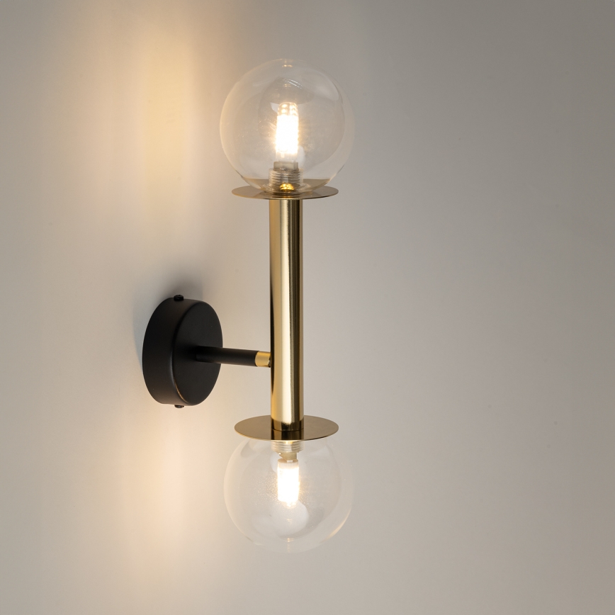 Nástenná lampa DAISY 2xG9/12W/230V zlatá/čierna/číra