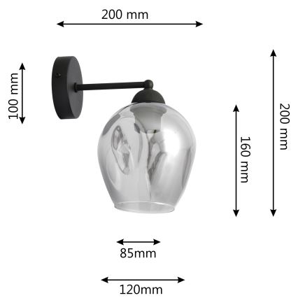 Nástenná lampa LILI 1xE27/15W/230V čierna/šedá