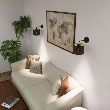 Nástenná lampa LOFT SHADE 1xE27/60W/230V čierna/zlatá