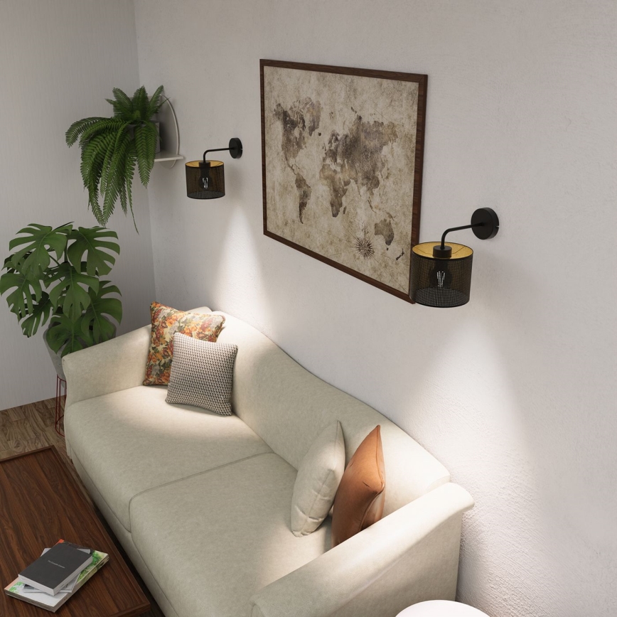 Nástenná lampa LOFT SHADE 1xE27/60W/230V čierna/zlatá