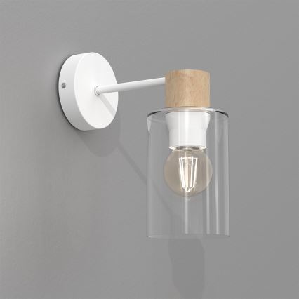 Nástenná lampa MADERA 1xE27/60W/230V biela/drevo