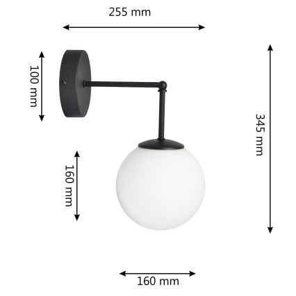 Nástenná lampa MOON 1xE27/15W/230V čierna