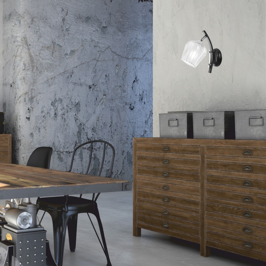 Nástenná lampa PAULA 1xE27/60W/230V čierna