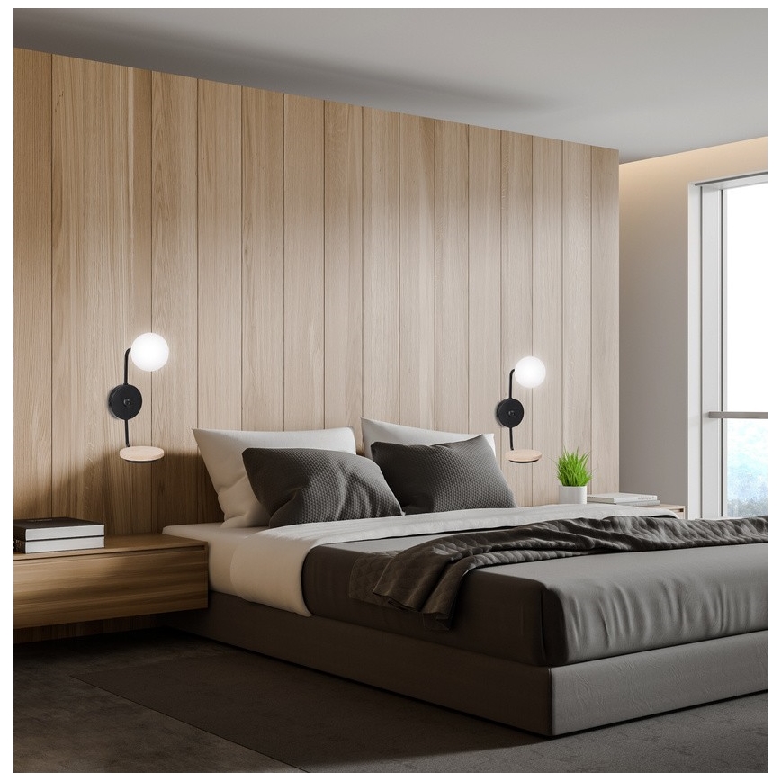 Nástenná lampa PONIO 1xG9/25W/230V čierna/buk