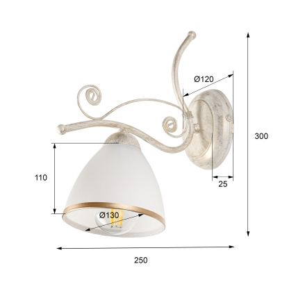 Nástenná lampa RETRO II 1xE27/60W/230V biela patina