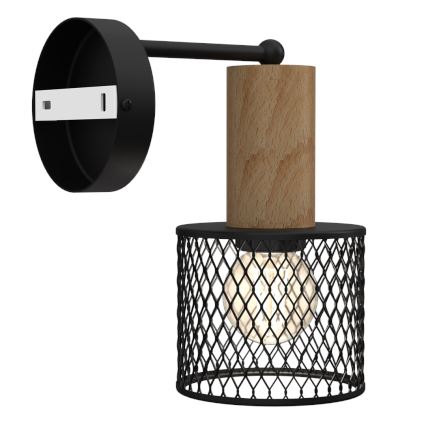 Nástenná lampa SOBRESA 1xE27/60W/230V čierna/drevo