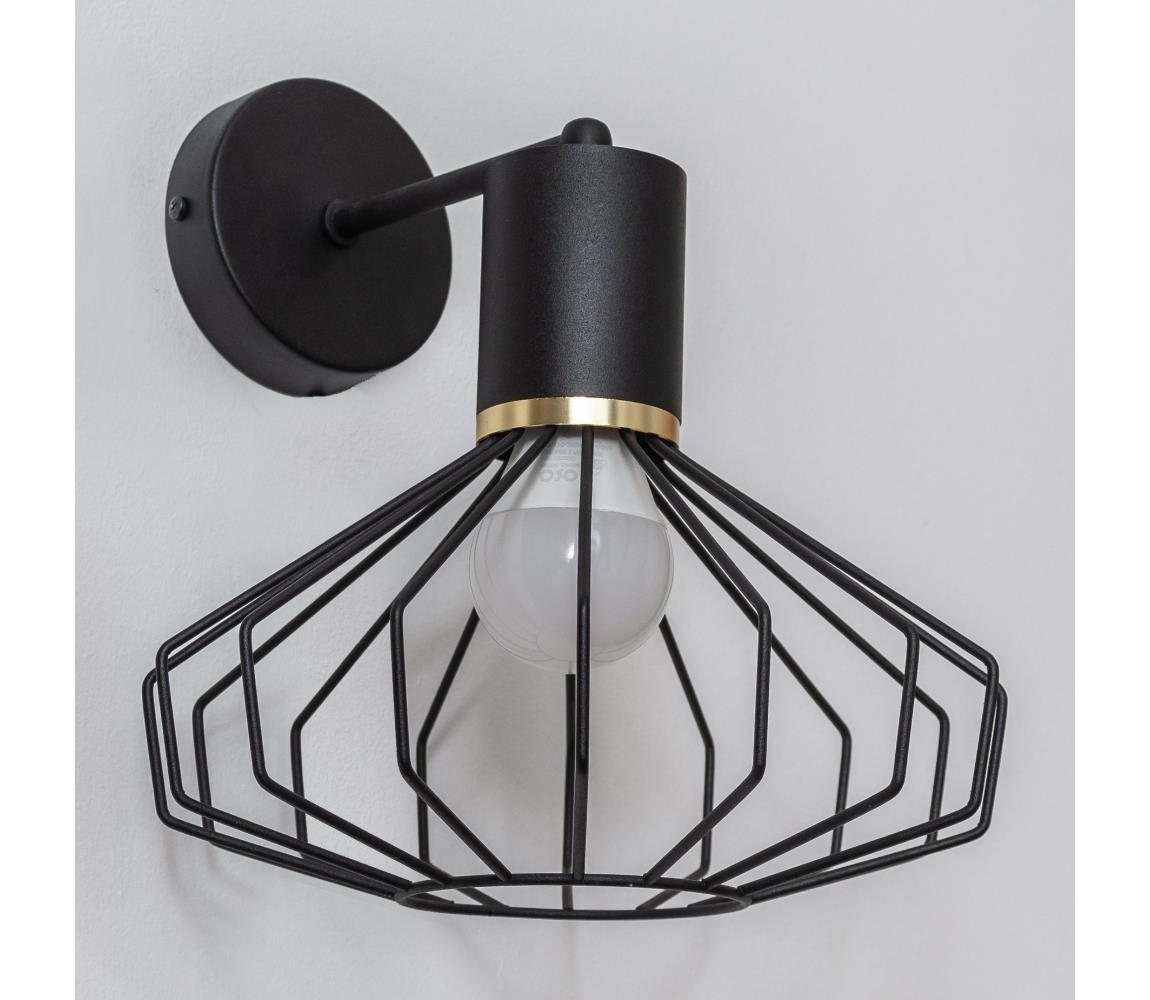 Nástenná lampa SOLANO 1xE27/15W/230V čierna/zlatá KK-1335/1 BK+GO+MAT