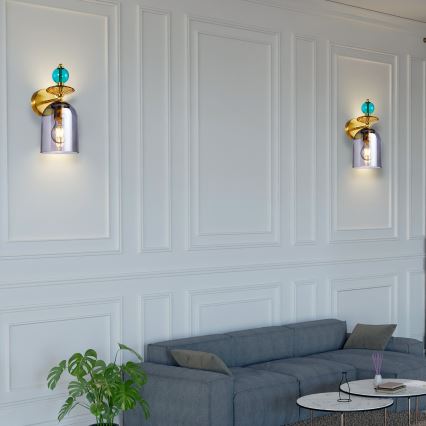 Nástenná lampa TROPEA 1xE27/15W/230V zlatá/modrá/dymová béžová/sivá