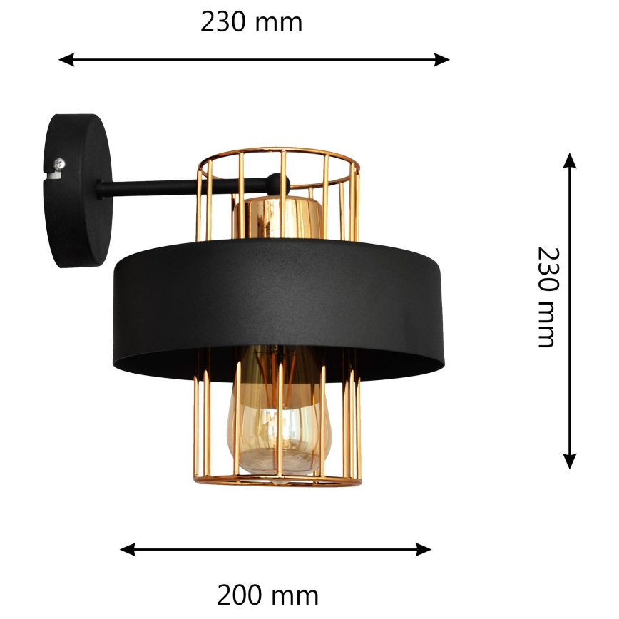Nástenná lampa VOLTA 1xE27/15W/230V 23 cm čierna/zlatá