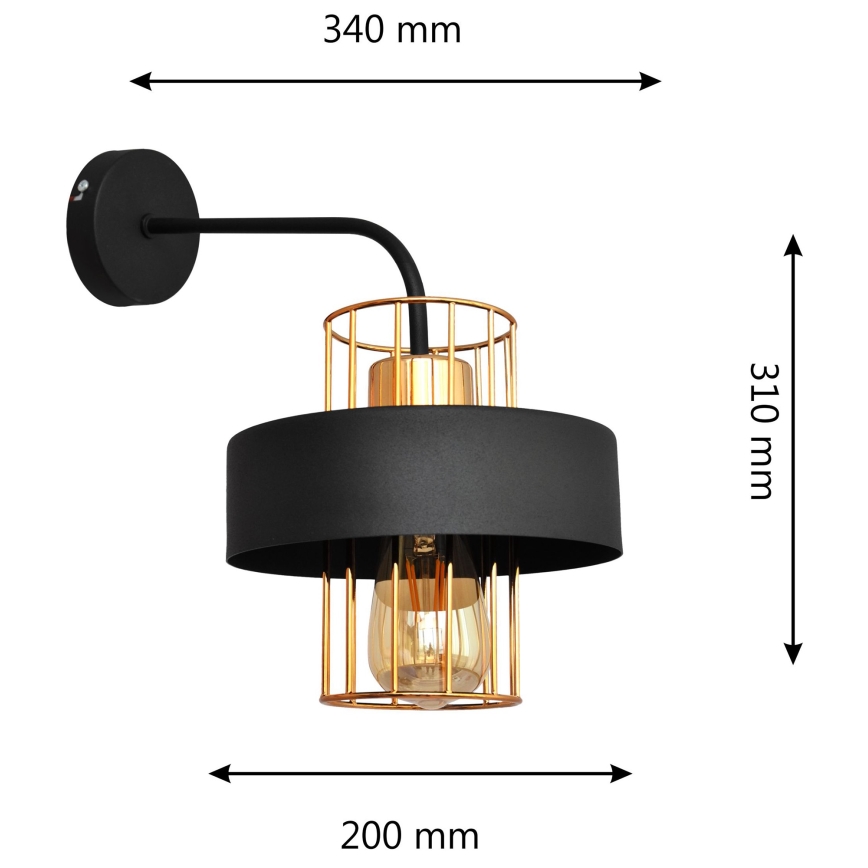 Nástenná lampa VOLTA 1xE27/15W/230V 34 cm čierna/zlatá