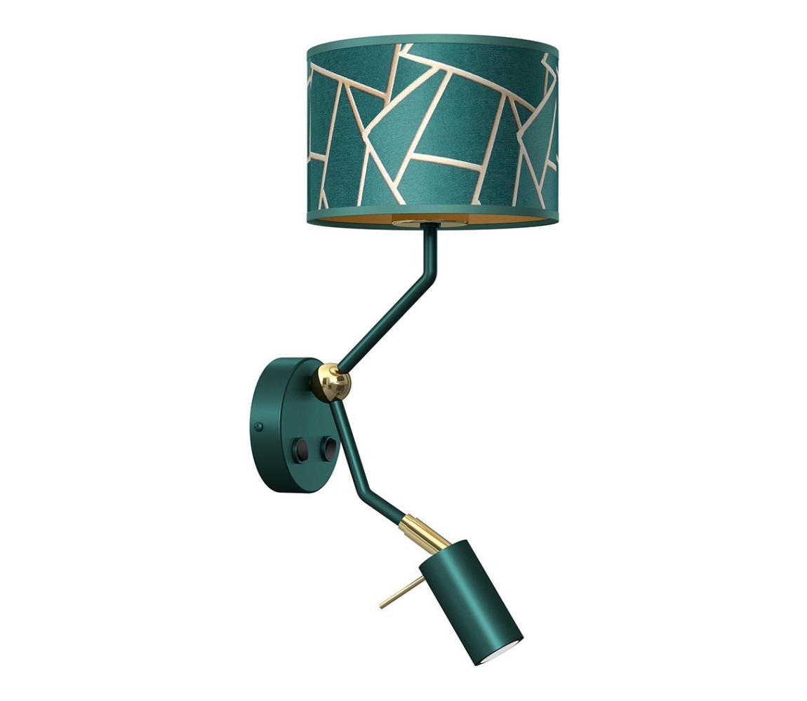 Nástenná lampička ZIGGY 1xE27/40W/230V + 1xGU10/MR11/7W zelená/zlatá