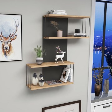 Nástenná polica DESTAN 65x96x19 cm antracit/hnedá