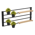 Nástenná polica s kvetináčmi a LED osvetlením SHELF 50x118 cm čierna/béžová/borovica