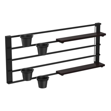 Nástenná polica s kvetináčmi a LED osvetlením SHELF 50x118 cm čierna/borovica