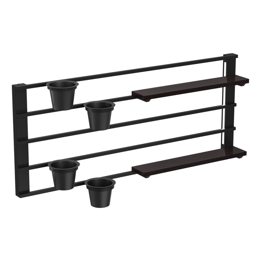 Nástenná polica s kvetináčmi a LED osvetlením SHELF 50x118 cm čierna/borovica