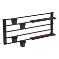 Nástenná polica s kvetináčmi a LED osvetlením SHELF 50x118 cm čierna/hnedá/borovica