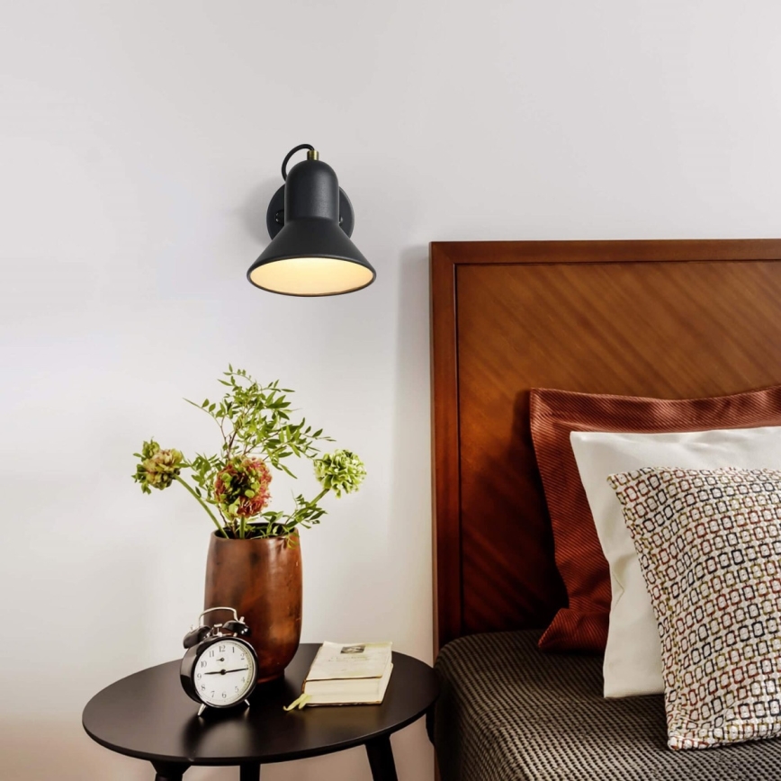 Nástenné bodové svietidlo ASTAMA 1xE27/40W/230V čierna/mosadz