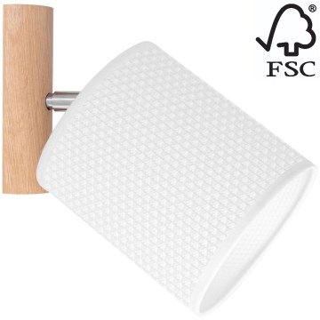 Nástenné bodové svietidlo BENITA 1xE27/25W/230V biela/dub – FSC certifikované