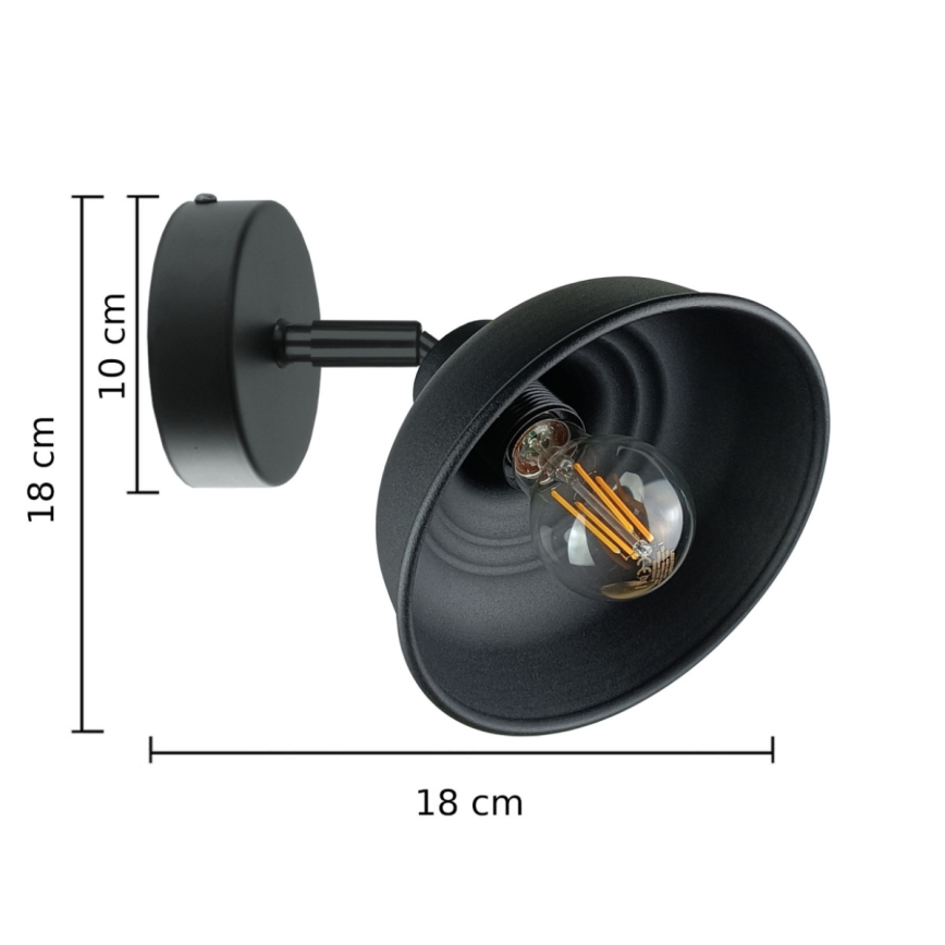 Nástenné bodové svietidlo FAUN 1xE27/60W/230V čierna