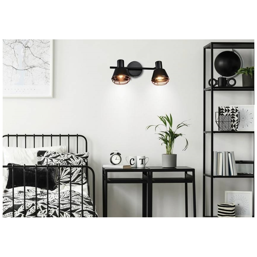 Nástenné bodové svietidlo NERIA 2xE14/40W/230V čierna/medená