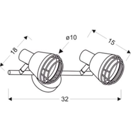 Nástenné bodové svietidlo NERIA 2xE14/40W/230V čierna/medená