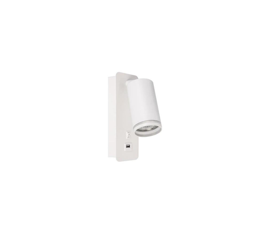 Nástenné bodové svietidlo s USB nabíjačkou 1xGU10/35W/230V biela