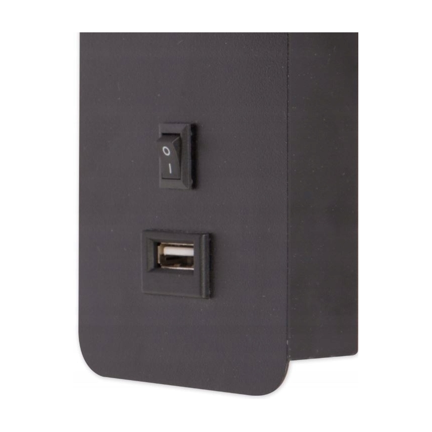 Nástenné bodové svietidlo s USB nabíjačkou 1xGU10/35W/230V čierna