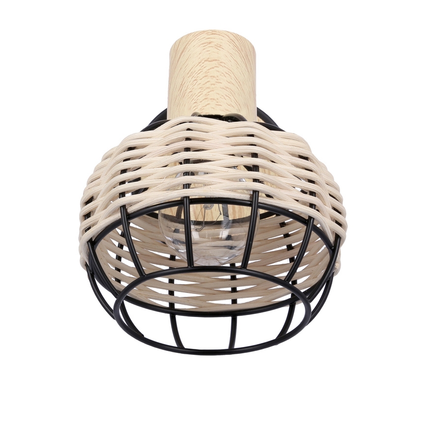 Nástenné bodové svietidlo TAJGA 1xE14/40W/230V ratan/čierna