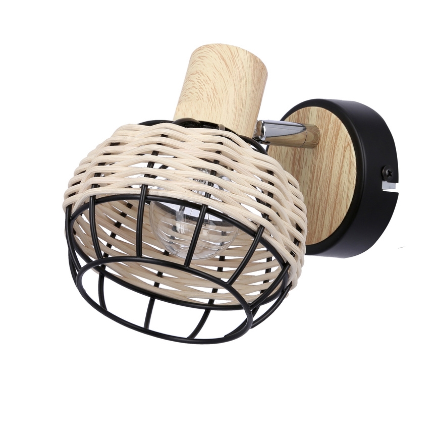 Nástenné bodové svietidlo TAJGA 1xE14/40W/230V ratan/čierna