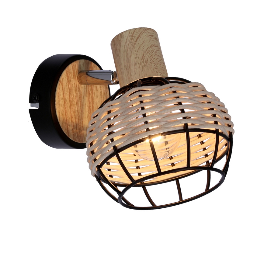 Nástenné bodové svietidlo TAJGA 1xE14/40W/230V ratan/čierna