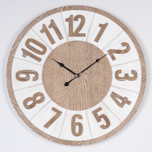 Nástenné hodiny 1xAA pr. 60 cm béžová/biela
