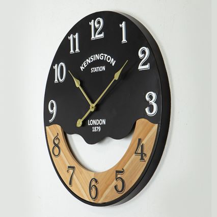 Nástenné hodiny 1xAA pr. 60 cm čierna/béžová