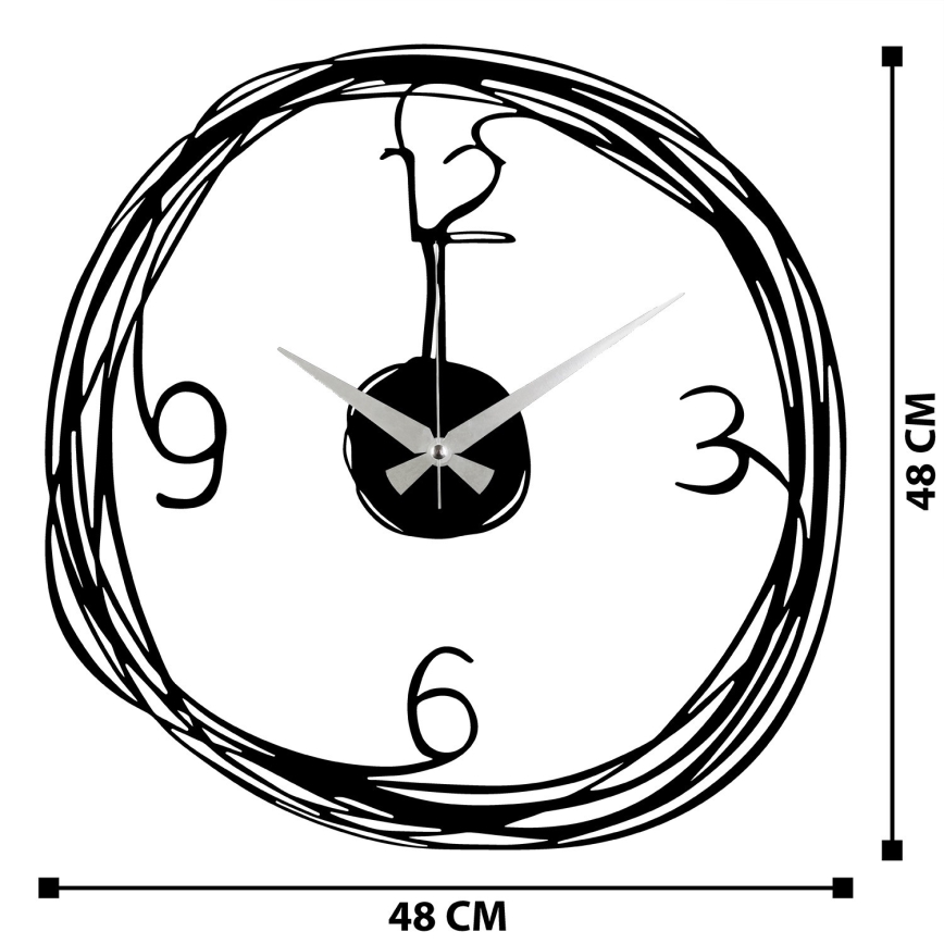Nástenné hodiny 48 cm 1xAA čierna