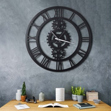 Nástenné hodiny pr. 70 cm 1xAA čierna