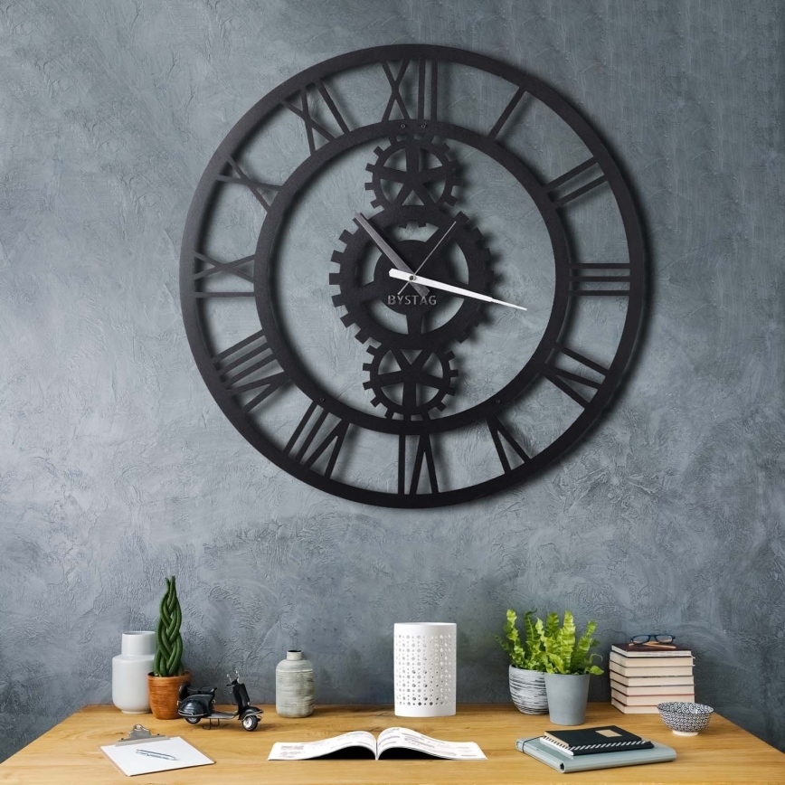 Nástenné hodiny pr. 70 cm 1xAA čierna