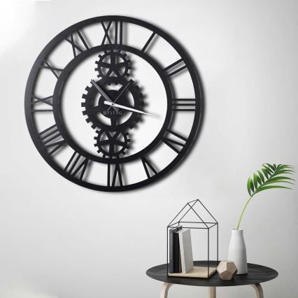Nástenné hodiny pr. 70 cm 1xAA čierna