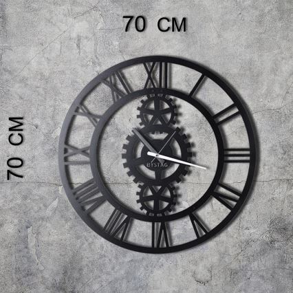 Nástenné hodiny pr. 70 cm 1xAA čierna