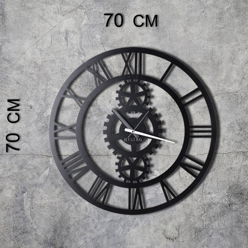 Nástenné hodiny pr. 70 cm 1xAA čierna