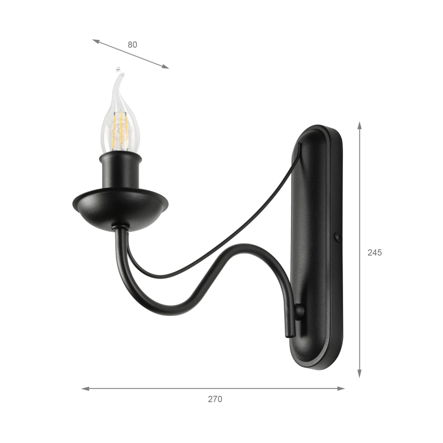 Nástenné svietidlo ANTON 1xE14/60W/230V čierne