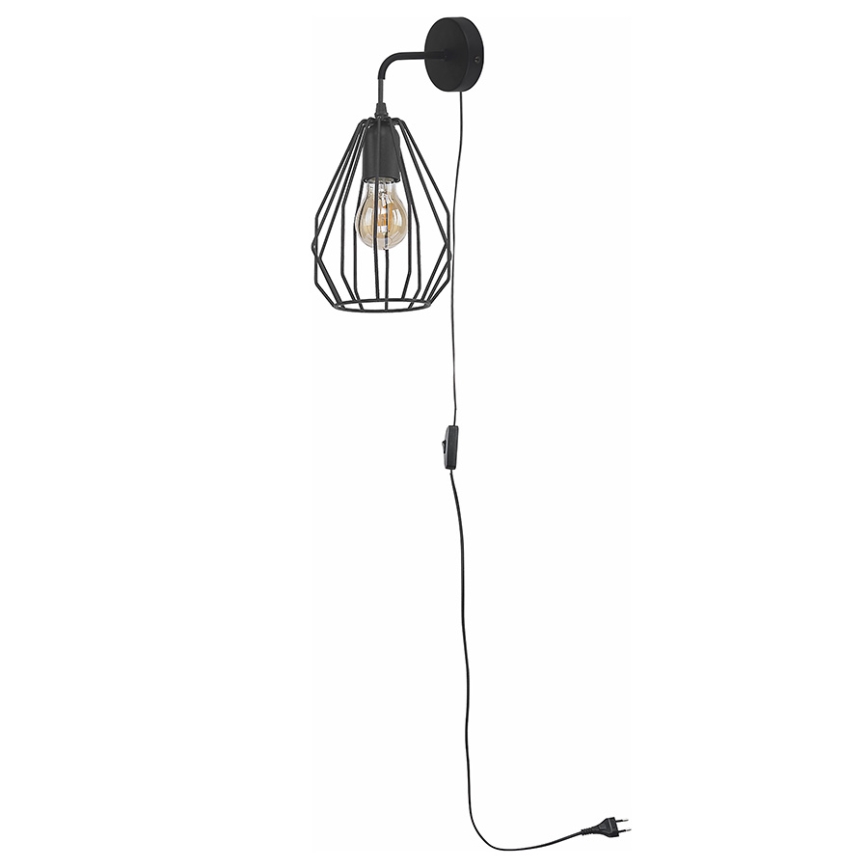 TK Lighting 2288 - Nástenné svietidlo BRYLANT BLACK 1xE27/60W/230V
