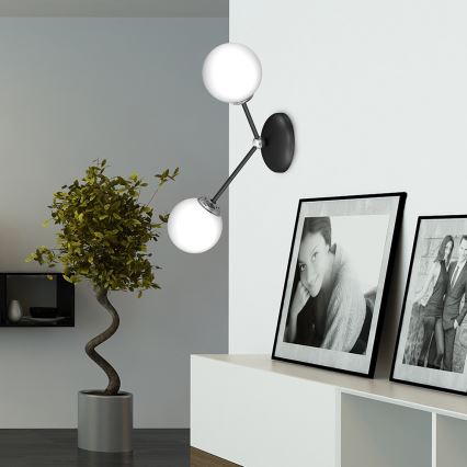 Nástenné svietidlo JOY 2xE14/40W/230V čierna/lesklý chróm
