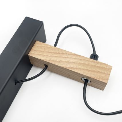 Nástenné svietidlo LEANDRA 1xE27/15W/230V dub/čierna