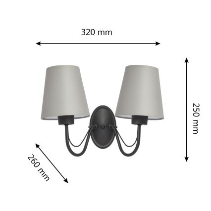 Nástenné svietidlo MALBO 2xE27/15W/230V sivá/čierna