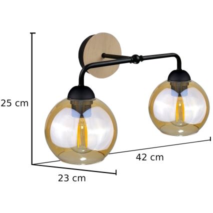 Nástenné svietidlo MELLE WOOD 2xE27/60W/230V