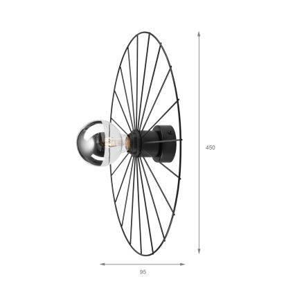 Nástenné svietidlo MONTANA 1xE27/15W/230V pr. 45 cm čierna