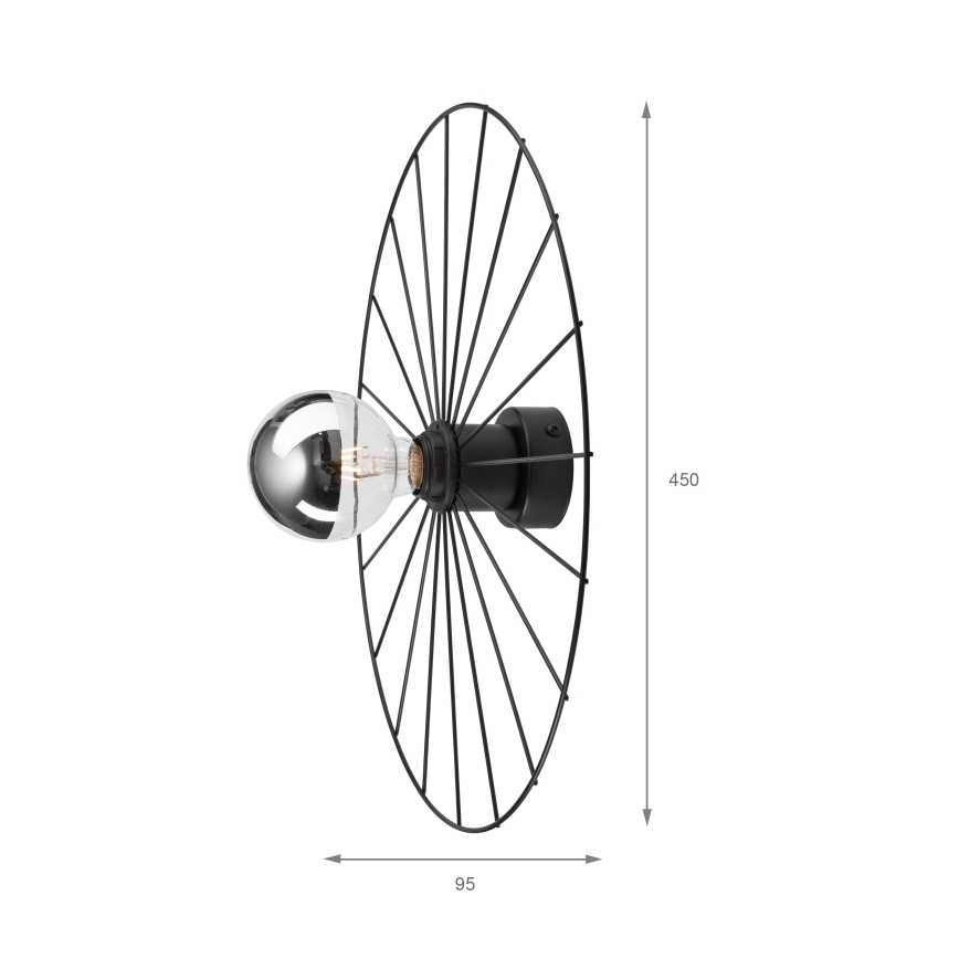 Nástenné svietidlo MONTANA 1xE27/15W/230V pr. 45 cm čierna
